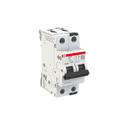 ABB S302 MCB, 2P, 2A Curve C, 415V AC, 125V DC, 100 kA Breaking Capacity