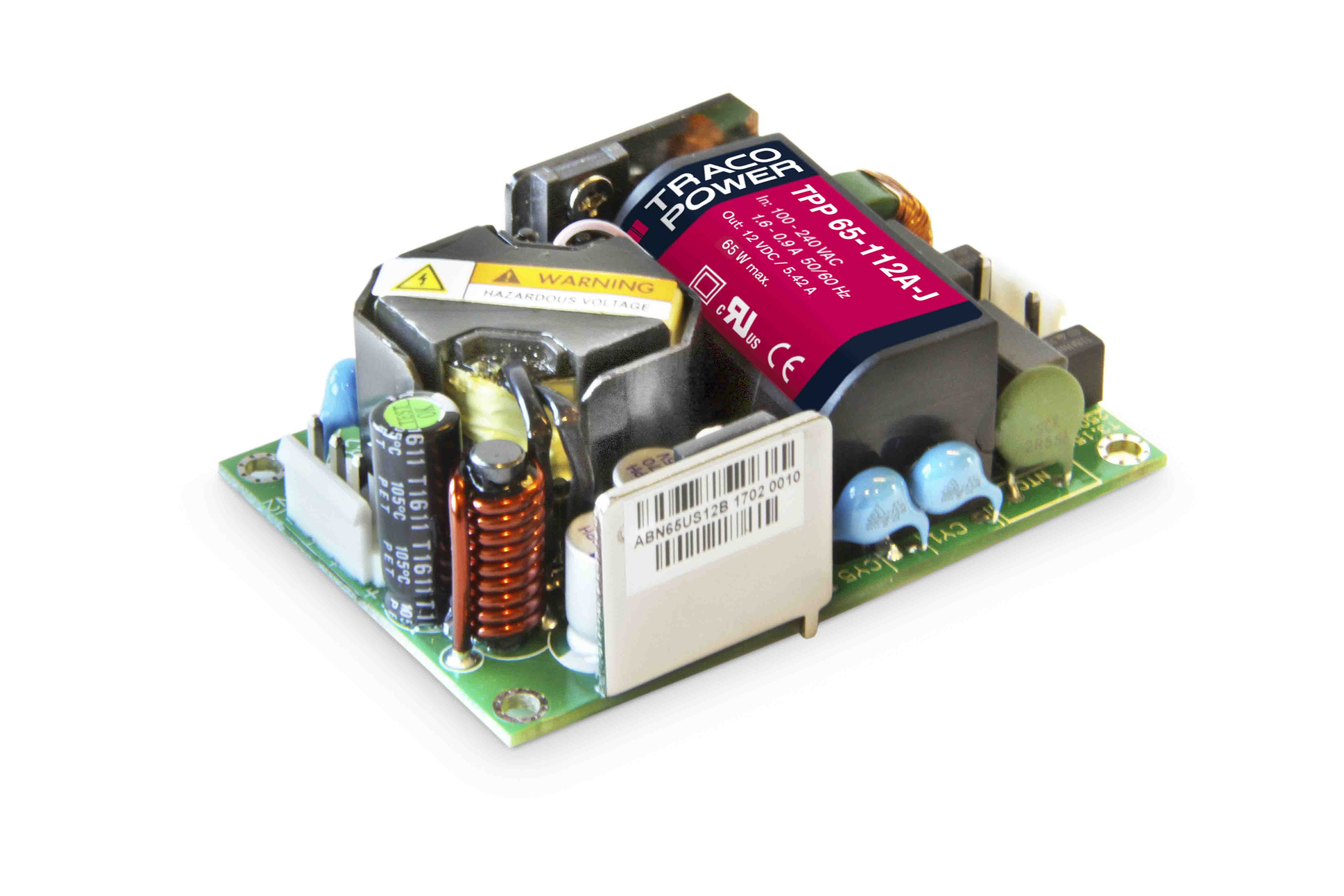TRACOPOWER Switching Power Supply, TPP 65-124A-J, 24V dc, 2.71A, 65W, 1 Output, 120 → 370 V dc, 85 → 264