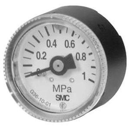 SMC R 1/8 Analogue Pressure Gauge 0.4MPa Back Entry 37.5mm Outside Diameter