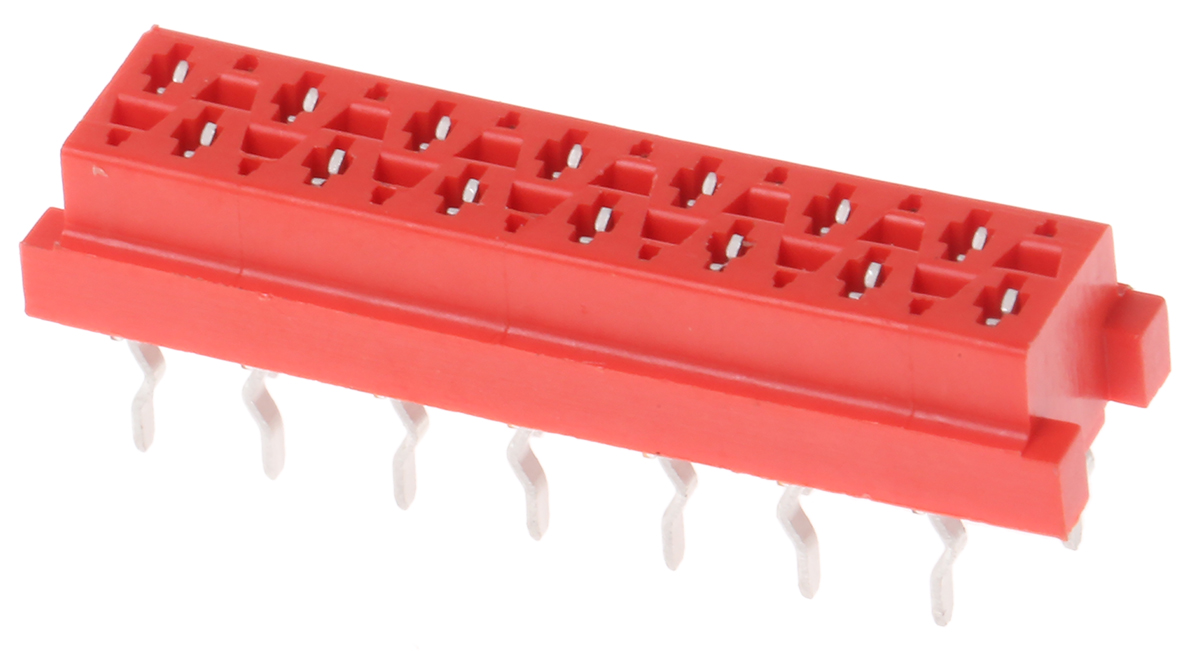 TE Connectivity Micro-MaTch Series Straight Through Hole Mount PCB Socket, 14-Contact, 2-Row, 2.54mm Pitch, Solder