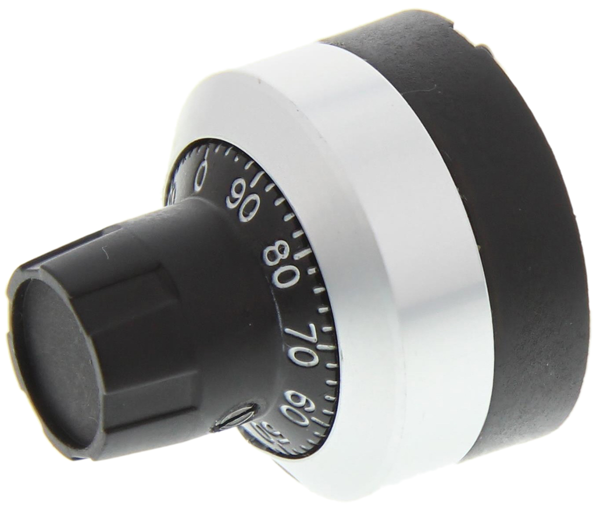 Bourns 22.8mm Black, Chrome Potentiometer Knob for 6mm Shaft Splined, H-516-6M