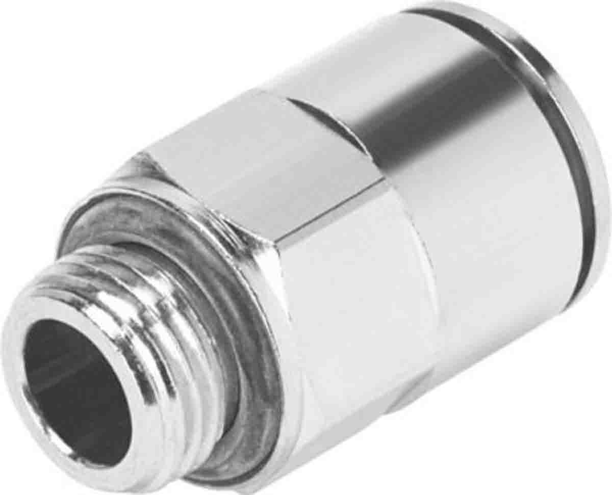 Festo Straight Threaded Adaptor, G 1/8 Male to Push In 6 mm, Threaded-to-Tube Connection Style, 558662