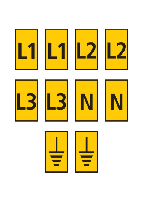 HellermannTyton WIC Snap On Clip On Cable Marker, assorted colours, Pre-printed "Earth Symbol, L1, L2, L3, N", 2.8