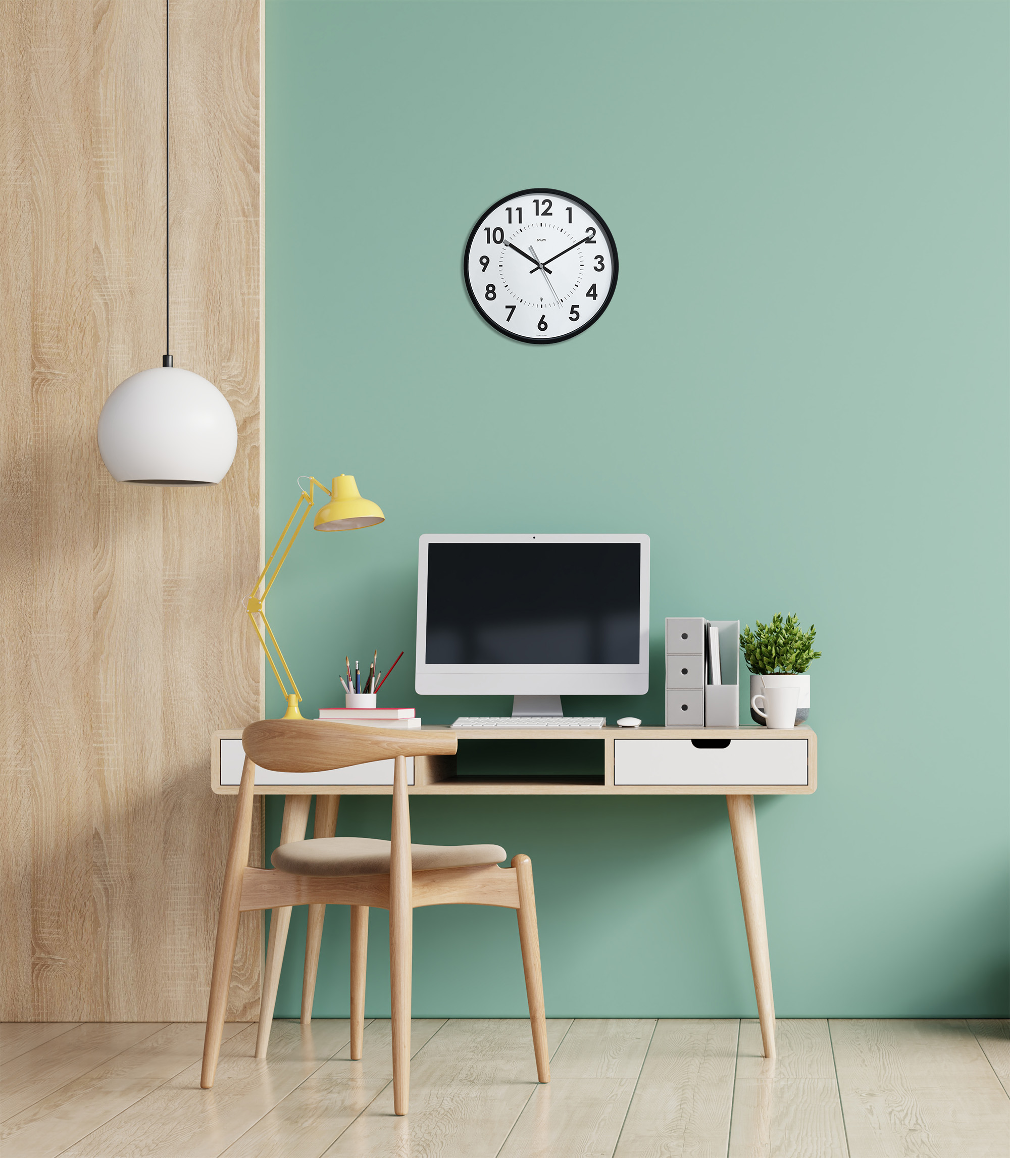 Orium Black Radio Controlled Analog Wall Clock, 30cm Diameter