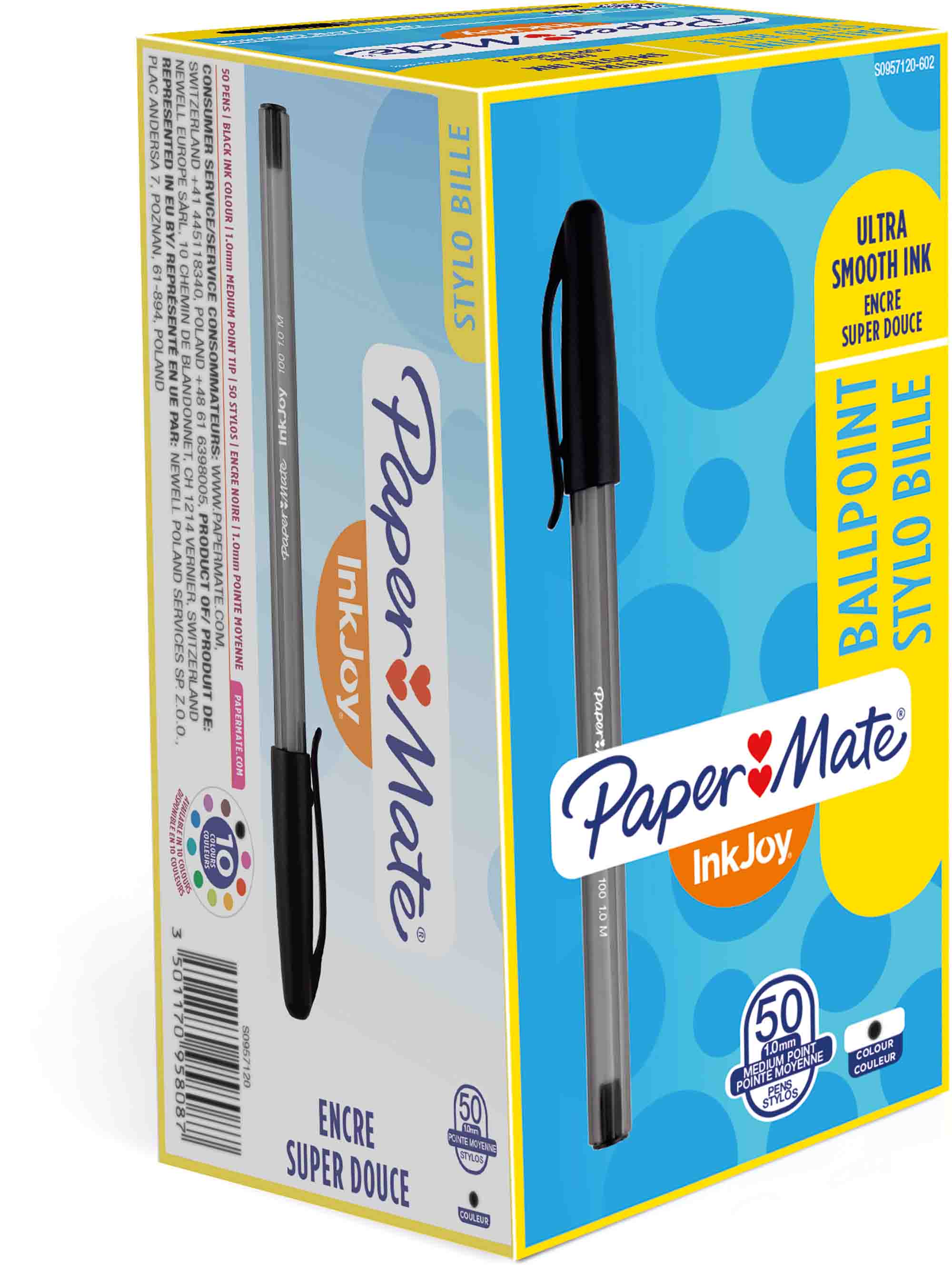 Paper Mate Black Ball Point Pen, 1.0 mm Tip Size