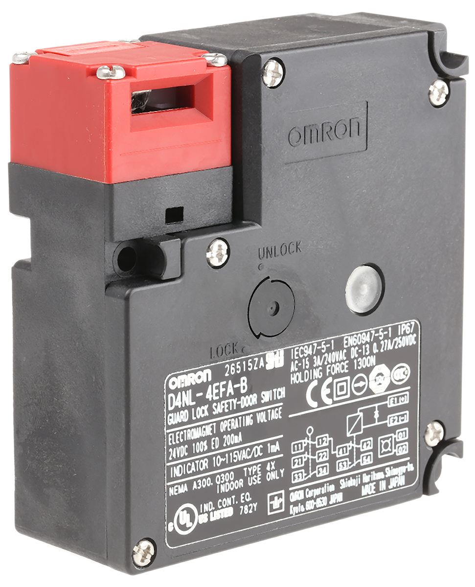 Omron D4NL Series Safety Switch, Power to Unlock, 24V dc, 2NC/1NO + 1NC/1NO