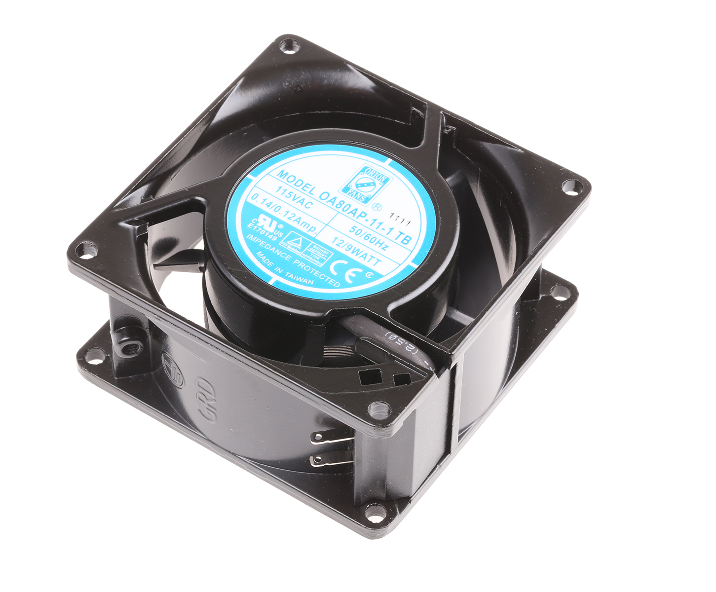 RS PRO Axial Fan, 115 V ac, AC Operation, 51m³/h, 9W, 120mA Max, 80 x 80 x 38mm