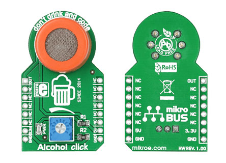 MikroElektronika Alcohol Click Gas Sensor Add On Board for MQ-3