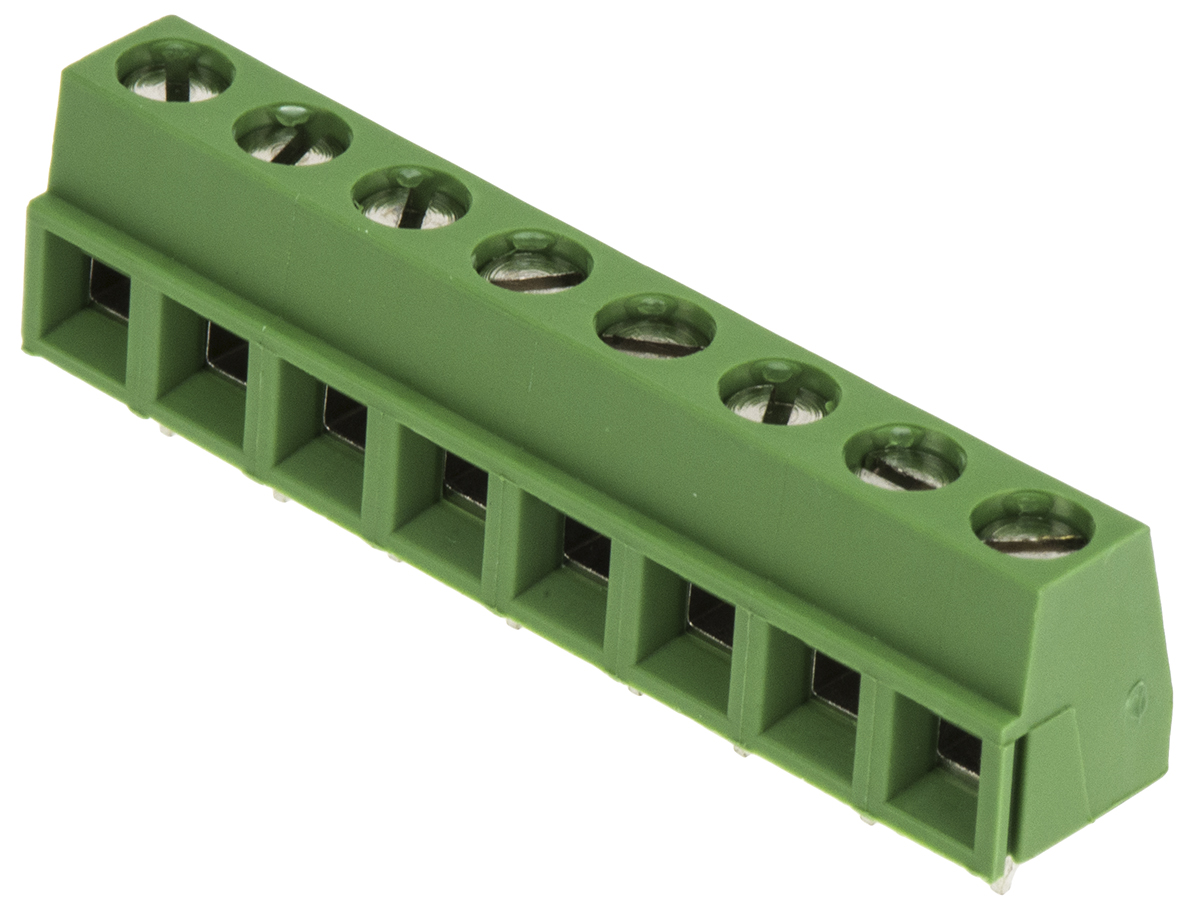 TE Connectivity Buchanan Series PCB Terminal Block, 8-Contact, 5mm Pitch, Through Hole Mount, 1-Row, Screw Termination