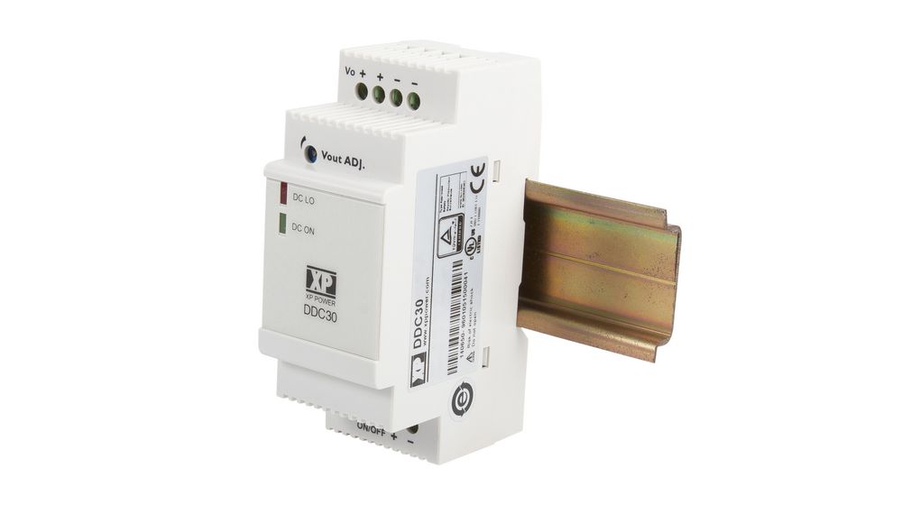 XP Power DDC30 DC-DC Converter, 9V dc/ 2.8A Output, 5 → 24 V dc Input, 25W, DIN Rail Mount, +70°C Max Temp -40°C