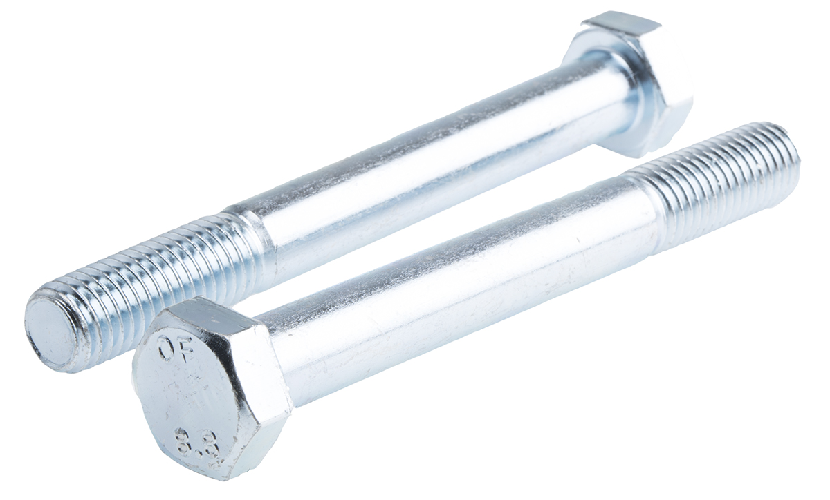 RS PRO Bright Zinc Plated Steel, Hex Bolt, M14 x 120mm