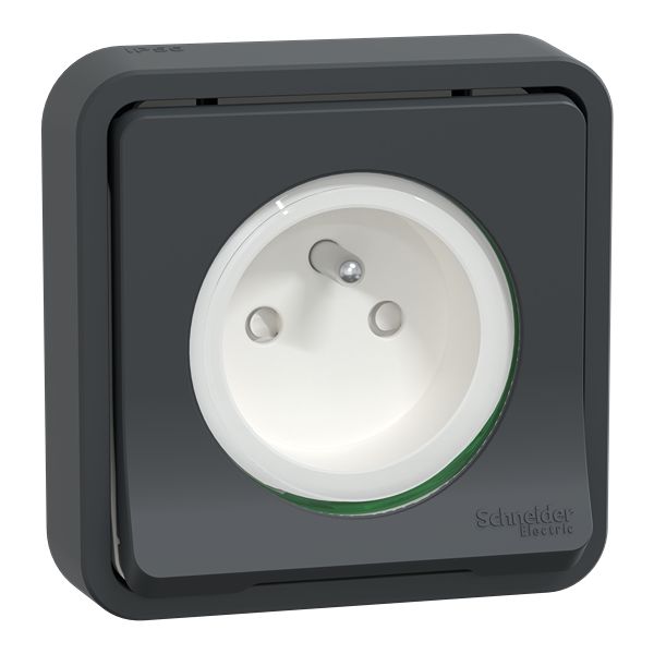 Schneider Electric Mureva Styl Black, White Plug Socket, 2P + E Poles, 16A, Indoor, Outdoor Use