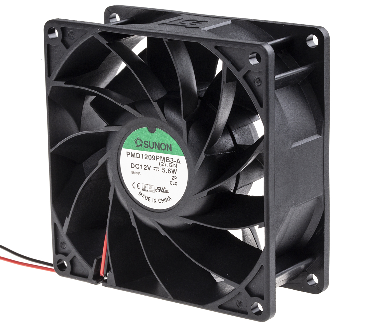 Sunon PMD Series Axial Fan, 12 V dc, DC Operation, 155.9m³/h, 5.6W, 470mA Max, 92 x 92 x 38mm