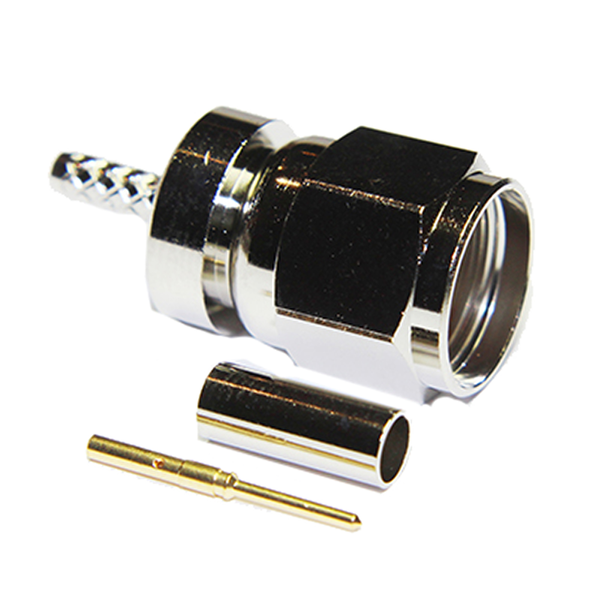 COAX Connectors, Plug Cable Mount F Connector, 75Ω, Crimp Termination, Straight Body