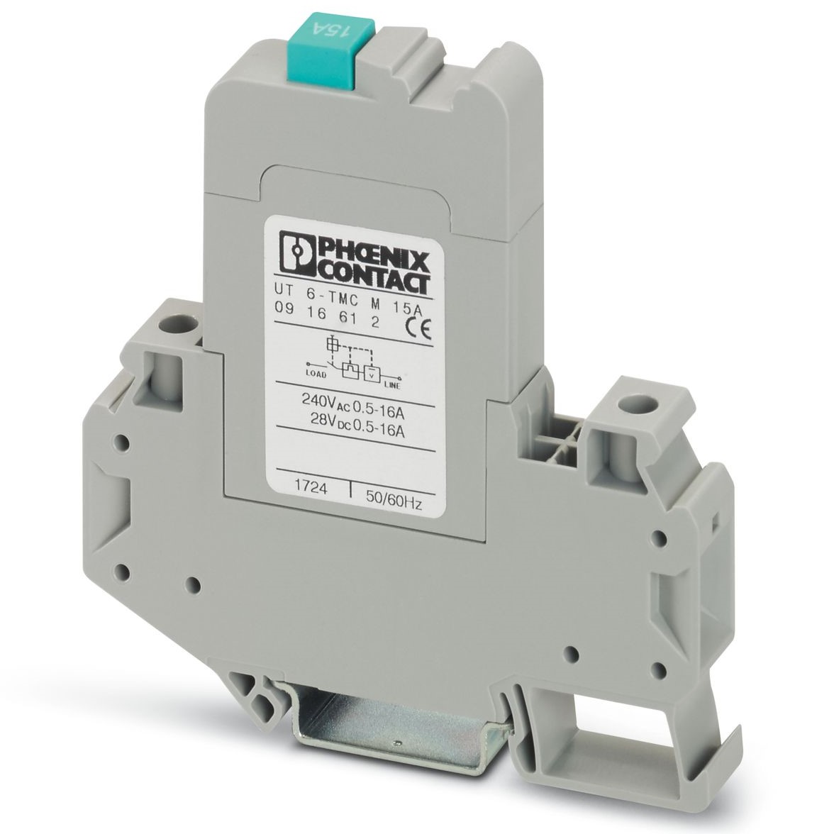 Phoenix Contact CLIPLINE Thermal Circuit Breaker - UT 6-TMC  Single Pole 250V Voltage Rating DIN Rail Mount, 15A