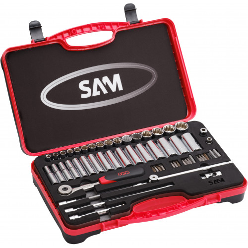 SAM 51-Piece Metric 3/8 in Standard Socket Set with Ratchet