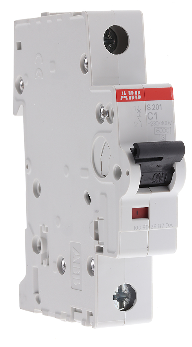 ABB System Pro M Compact S200 MCB, 1P, 1A Curve C, 230V AC, 72V DC, 6 kA Breaking Capacity