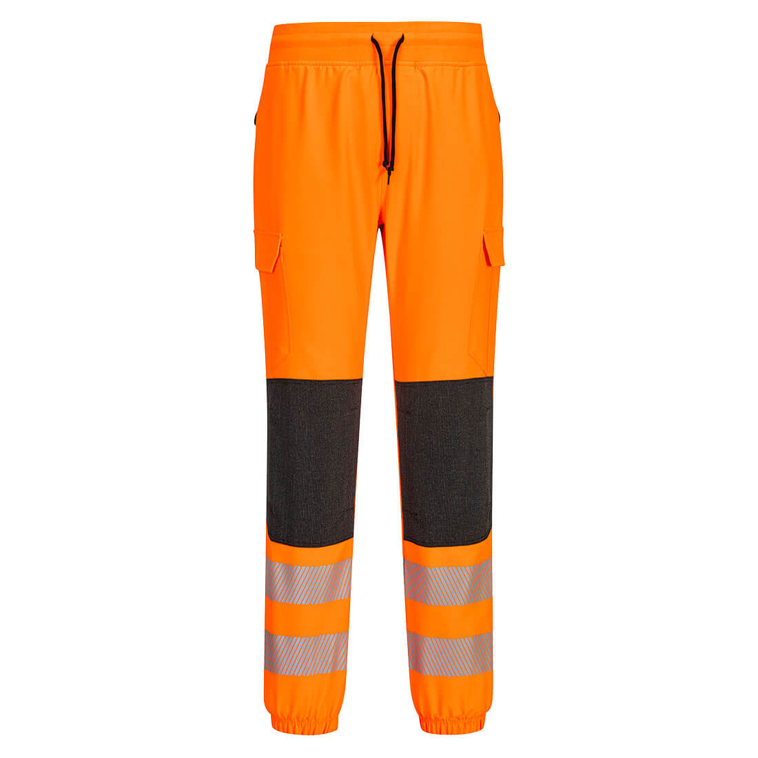 Portwest PW3 Orange, Black Hi Vis Trouser High Visibility, Heat Applied Segmented Reflective Tape Leg Length 43cm