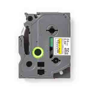 Brother Black on Yellow Label Printer Tape, 8 m Length, 24mm Label Length