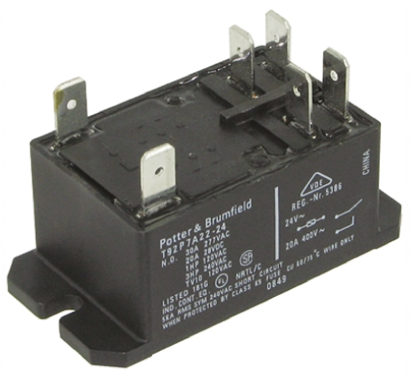 TE Connectivity Panel Mount Power Relay, 24V ac Coil, 30A Switching Current, DPST