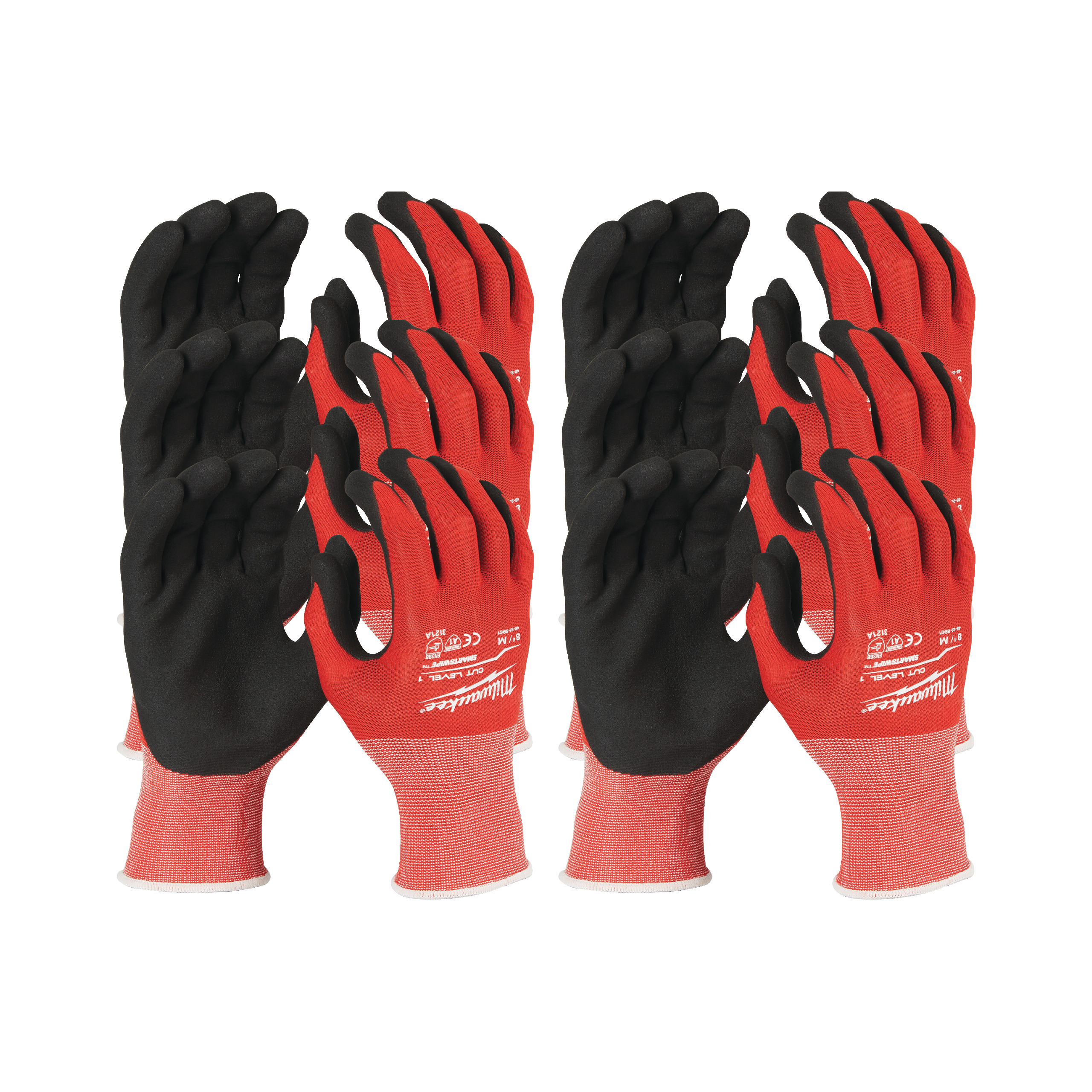 Milwaukee CUT A Black, Red Nitrile Nitrile Work Gloves, Nitrile Coating
