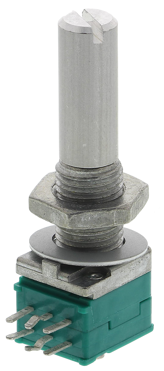 Alps Alpine RK097 10kΩ Rotary Carbon Film Potentiometer, Panel Mount (Through Hole), RK09712200JB