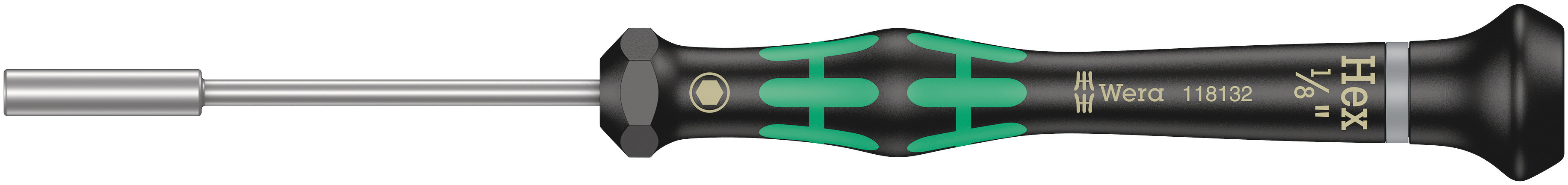 Wera Hexagon Nut Driver, 1/8 in Tip, 60 mm Blade, 157 mm Overall