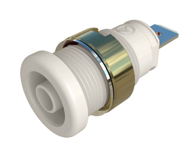 Hirschmann Test & Measurement White Male Banana Connector, 4 mm Connector, Tab Termination, 32A, 1kV, Gold Plating