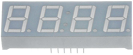 CC56-21SURKWA Kingbright 4 Digit 7-Segment LED Display, CC Red 72 mcd RH DP 14.2mm