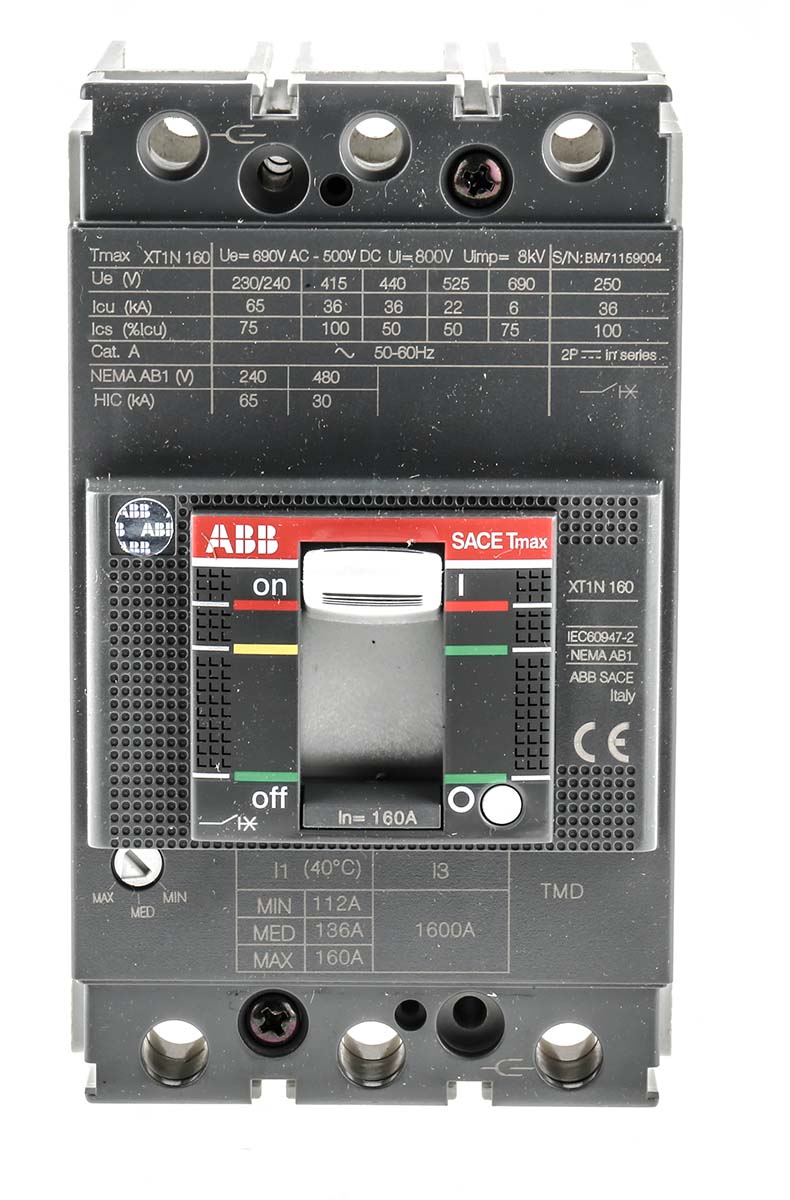ABB, Protecta MCCB 3P 160A, Breaking Capacity 36 kA, DIN Rail Mount