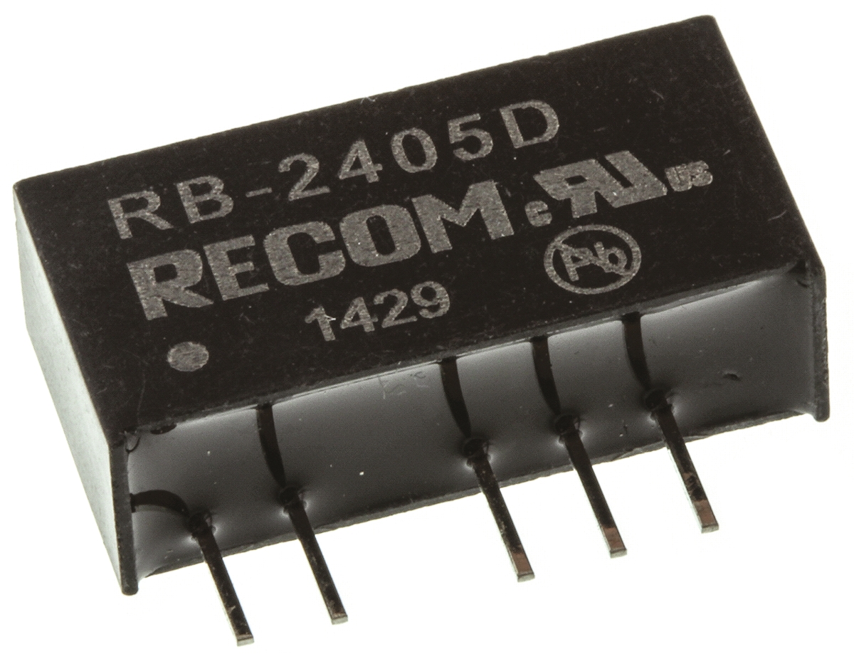 Recom RB DC-DC Converter, ±5V dc/ ±100mA Output, 21.6 → 26.4 V dc Input, 1W, Through Hole, +85°C Max Temp -40°C