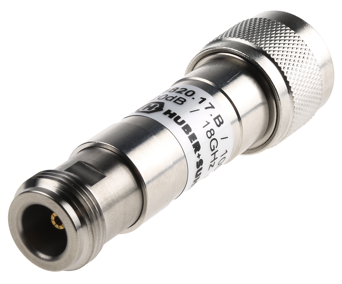 Huber+Suhner 50Ω RF Attenuator N Connector N Plug to N Socket 1 dB, 20 dB, Operating Frequency 18GHz