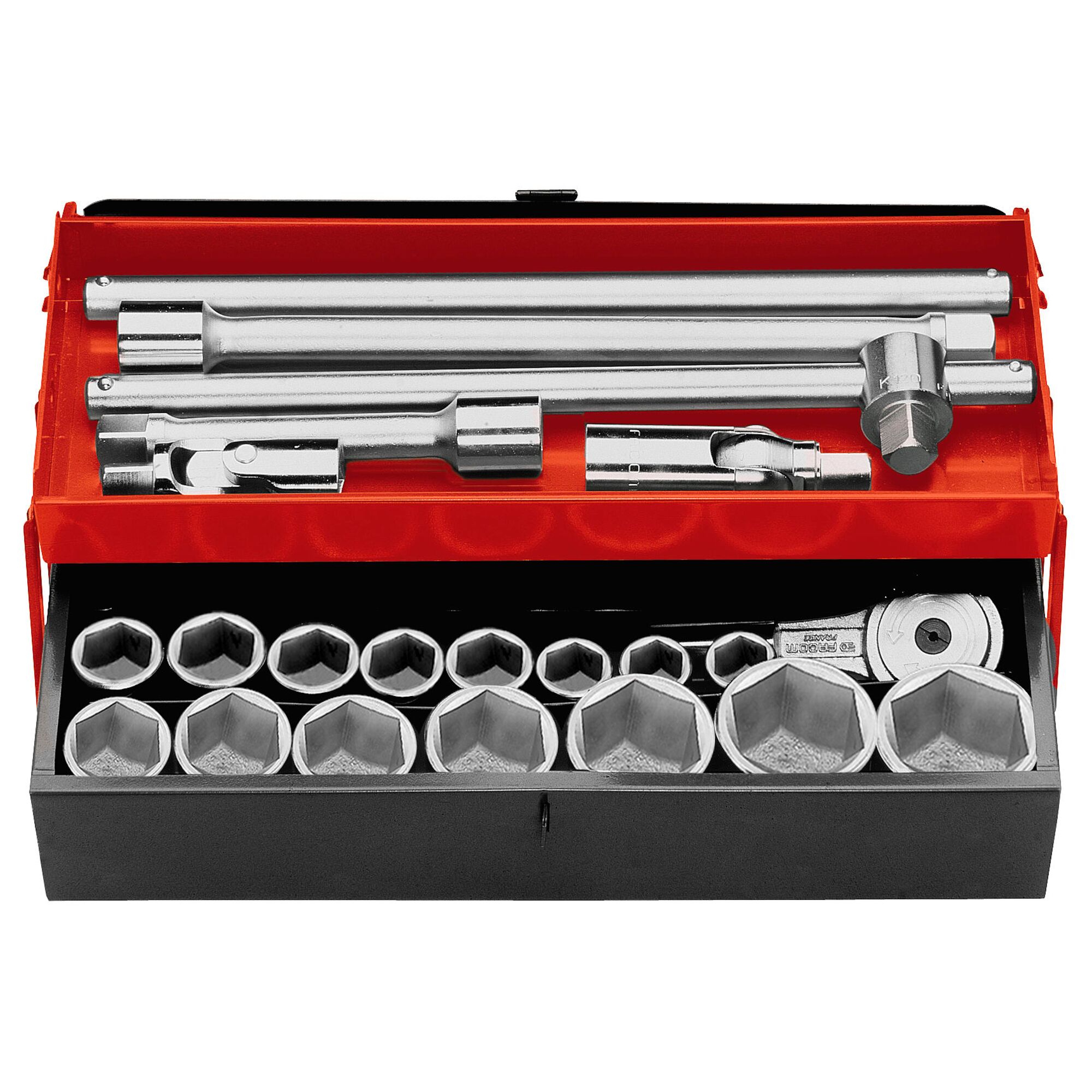 Facom 17-Piece Metric 3/4 in Standard Socket Set with Ratchet, 6 point