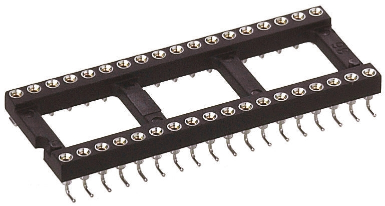 Preci-Dip 2.54mm Pitch Vertical 32 Way, SMT Turned Pin Open Frame IC Dip Socket, 1A