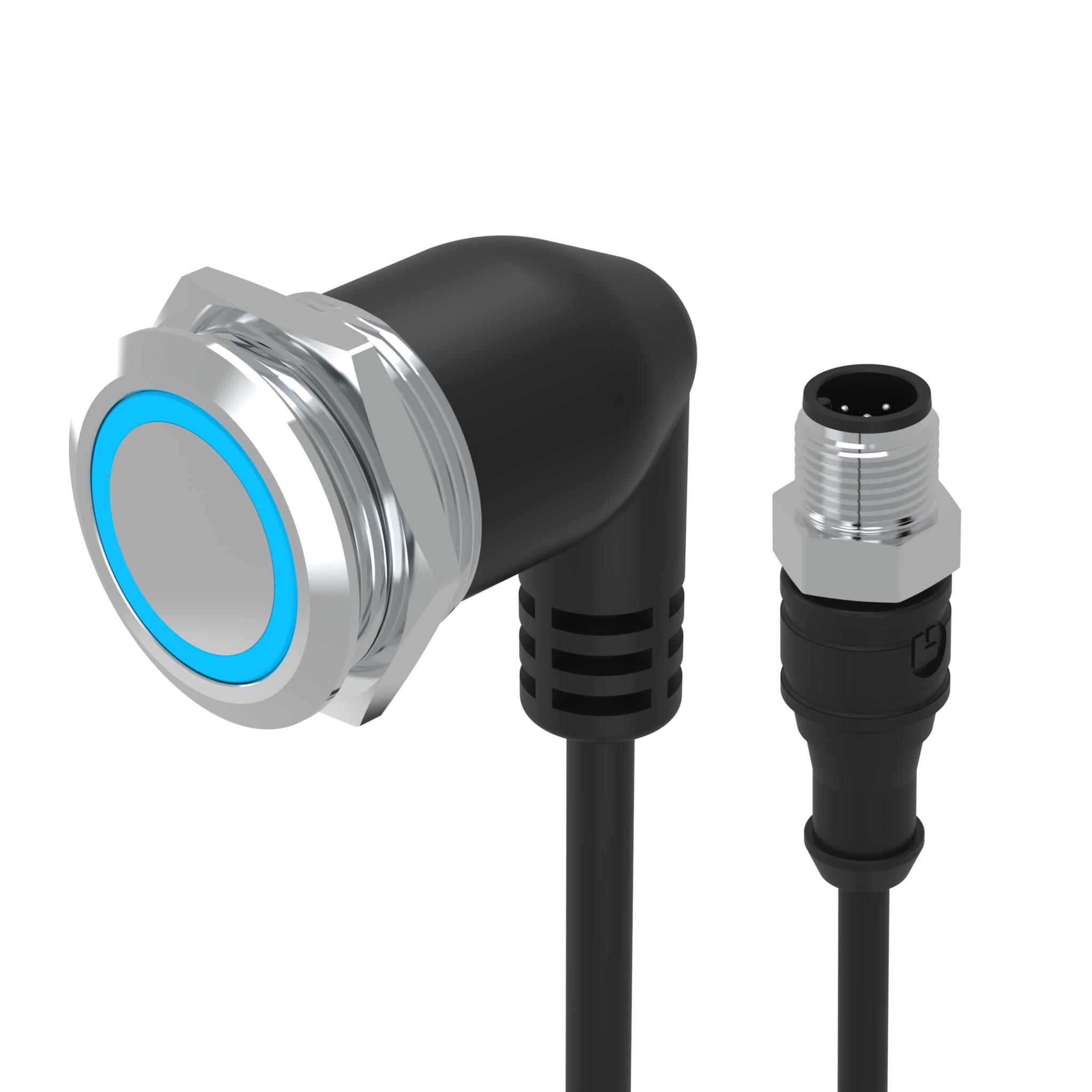 EAO 82 Series Illuminated Push Button Switch, Momentary, Panel Mount, 22mm Cutout, 1CO, Blue LED, 35V, IP65, IP67
