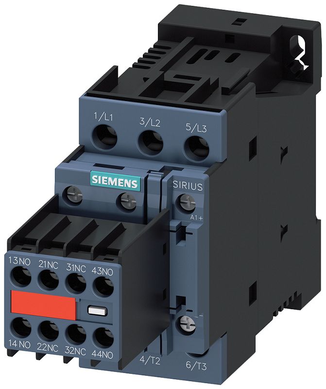 Siemens 3RT2 Contactor, 24 V dc Coil, 3-Pole, 32 A, 15 kW 24 V, 3 NO, 400V