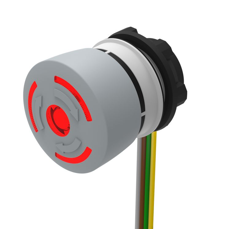 EAO Twist Release Illuminated Emergency Stop Push Button, Panel Mount, 22.3mm Cutout, SPST, IP65, IP66, IP67