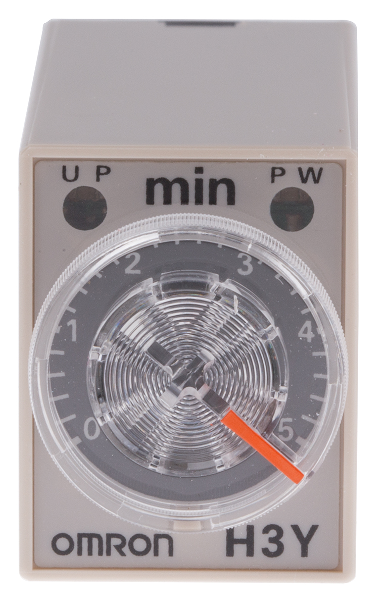 Omron H3Y-4 Series DIN Rail, Surface Mount Timer Relay, 100 → 120V ac, 4-Contact, 0.2 → 5min, 1-Function,