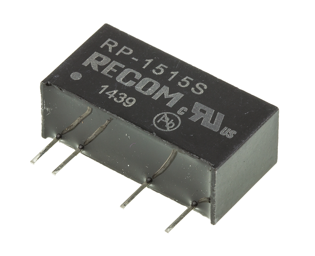 Recom RP DC-DC Converter, 15V dc/ 66mA Output, 13.5 → 16.5 V dc Input, 1W, Through Hole, +85°C Max Temp -40°C