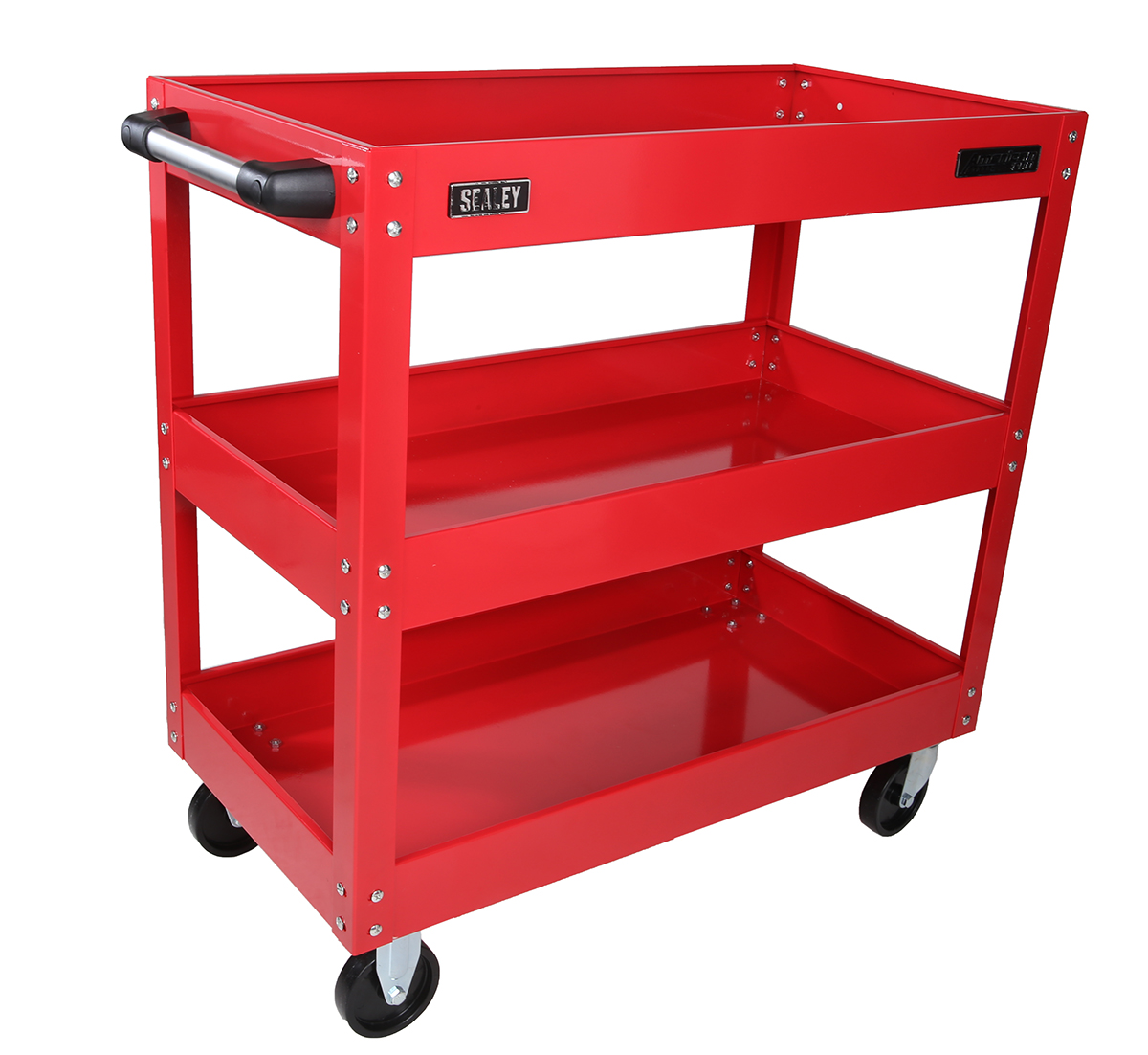 RS PRO 3 Shelf Steel Trolley Workshop Tool Trolley, 840 x 405 x 810mm, 50 (Per Level)kg Load