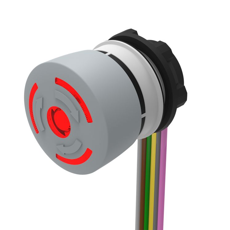 EAO Twist Release Illuminated Emergency Stop Push Button, Panel Mount, 22.3mm Cutout, 1NC/1NO, IP65, IP66, IP67