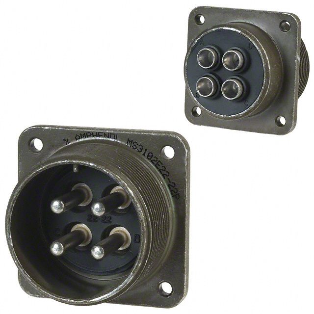 Amphenol Industrial, MS-E 4 Way MIL Spec Circular Connector, Pin Contacts,Shell Size 22, Quick Coupling Threaded,