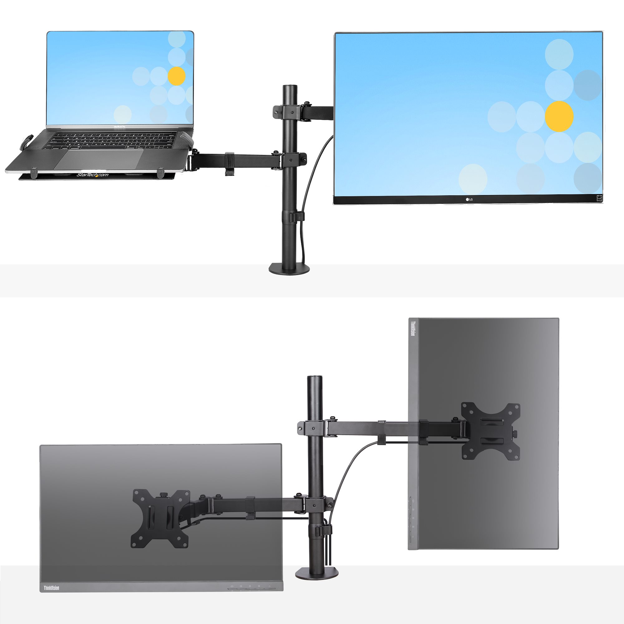 StarTech.com Desk Mounting Monitor Arm, Laptop Tray for 1 x Screen, 32in Screen Size