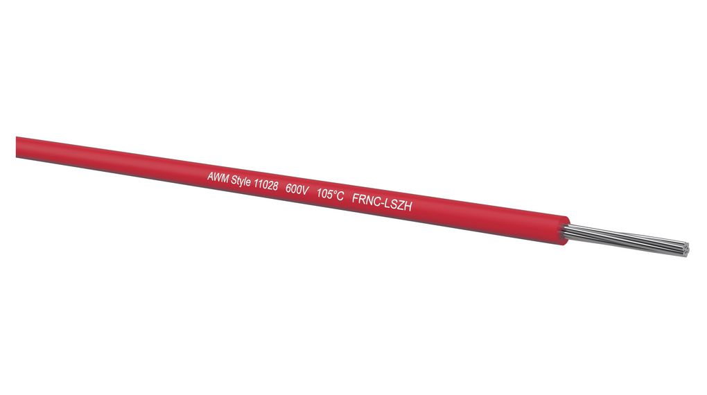 Kabeltronik UL 11028 Series Red 0.34 mm² Hook Up Wire, 22 AWG, 22/7 mm, 250m, MPPE Insulation, 090220708