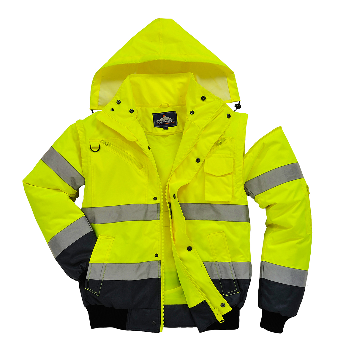 Portwest Yellow Men Hi Vis Bomber Jacket, XL