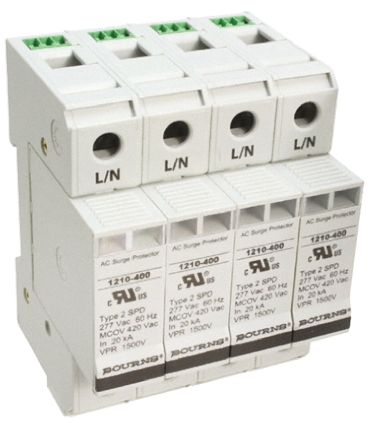 Bourns, 1210 Surge Arrester 600 V ac Maximum Voltage Rating 100kA Maximum Surge Current 4 Pole Protector
