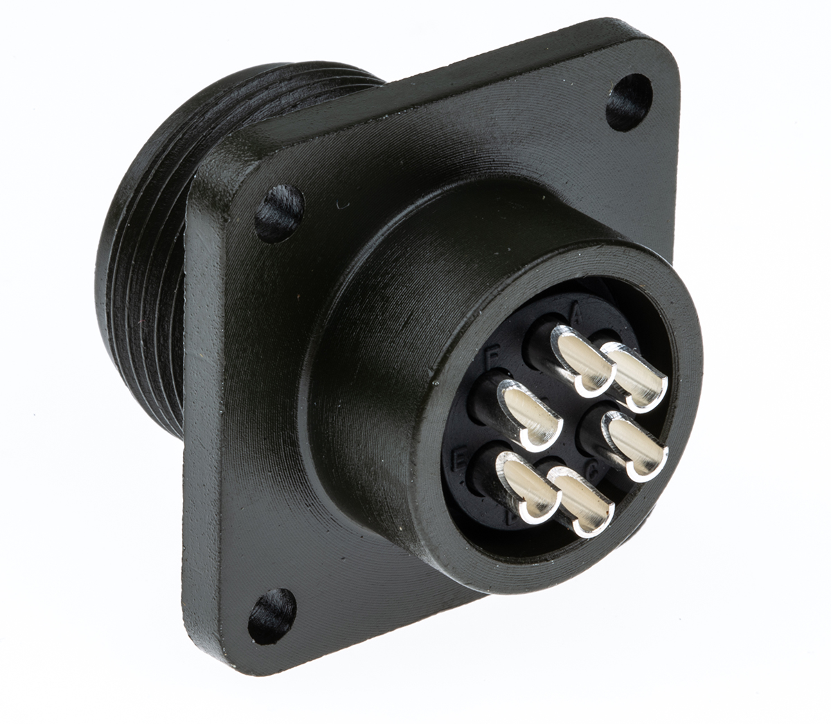 Amphenol Industrial, MS3102A, Copper Alloy 6 Way Box Mount MIL Spec Circular Connector Receptacle, Socket