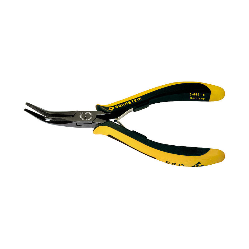 Bernstein 3-689-15 Nose pliers, 145 mm Overall, Bent Tip, 39mm Jaw, ESD