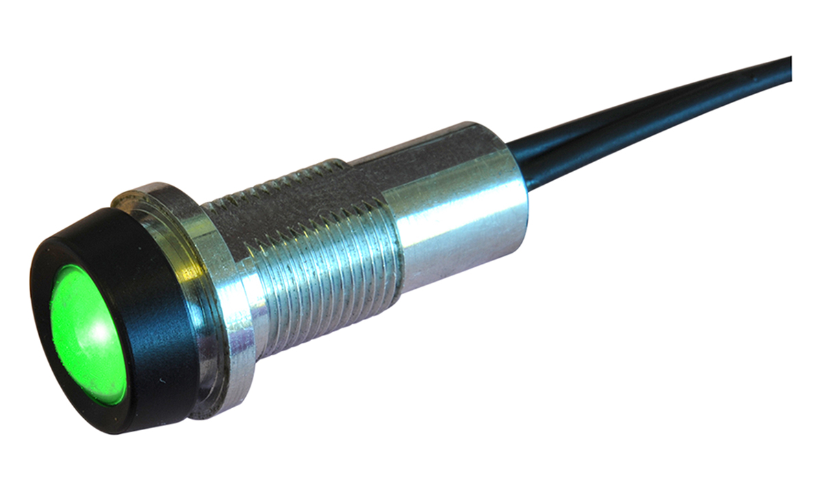 Oxley Green Panel Mount Indicator, 10.2mm Mounting Hole Size, IP68