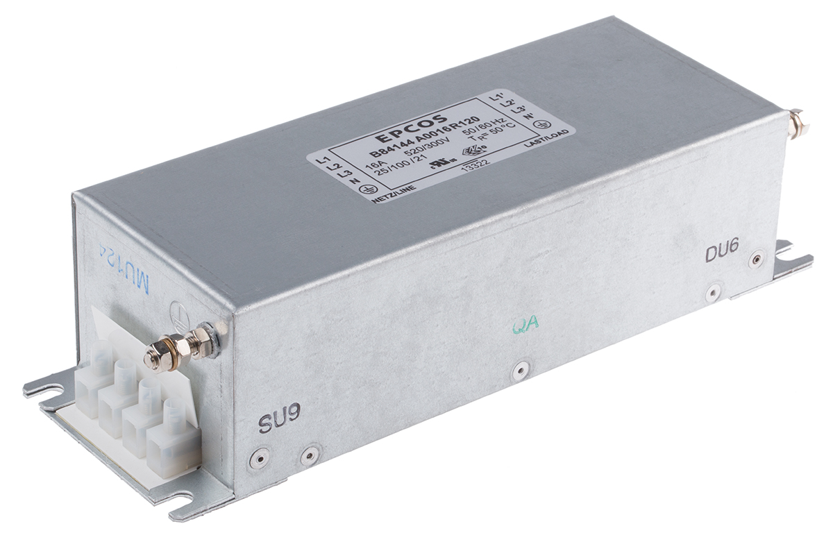 EPCOS, B84144A*R120 16A 520 V ac 50 → 60Hz, Flange Mount EMC Filter, Screw 3 Phase